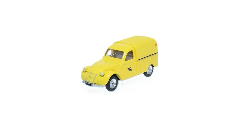 voitures-miniatures-minialuxe-Citroën-2CV-Camionnette-la-poste-jaune-2.webp