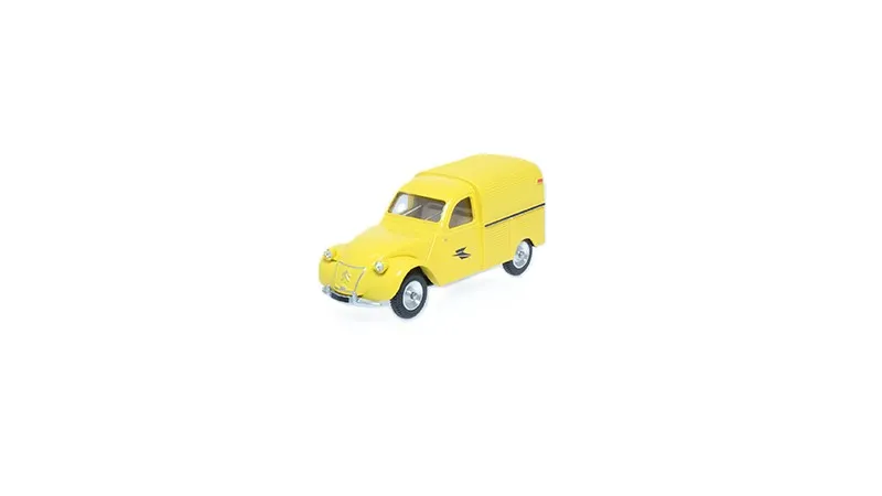 voitures-miniatures-minialuxe-Citroën-2CV-Camionnette-la-poste-jaune-1.webp