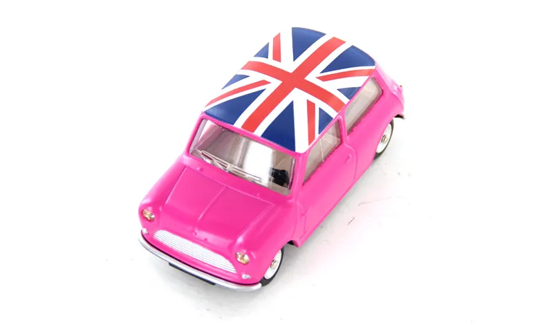 voitures-miniatures-minialuxe-Austin-Mini-rose-drapeau-4.webp