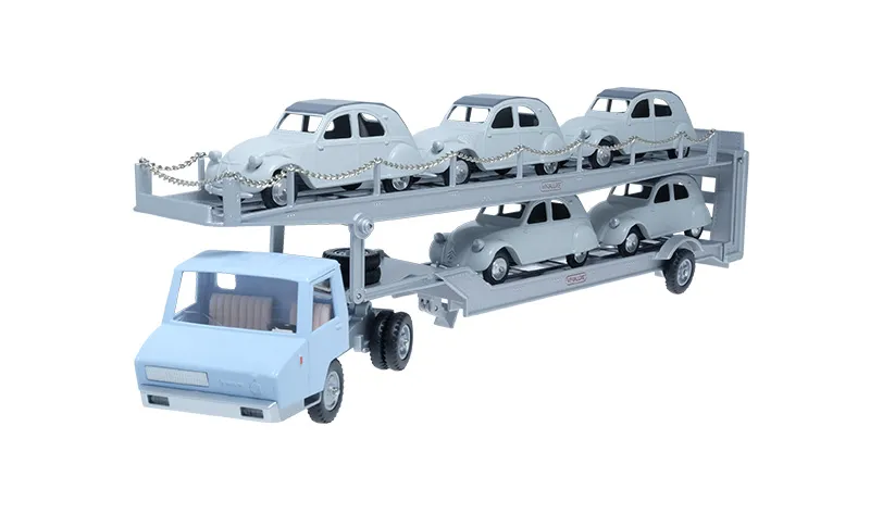 [39_7_5_2] 1:43 BERLIET STRADAIR BLEU + 5 CITROEN 2 CV