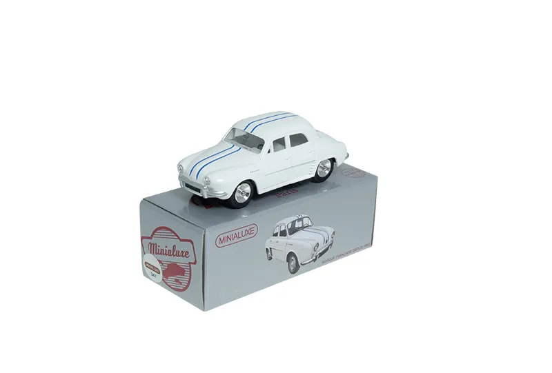 [53_3 SE] 1:43 RENAULT DAUPHINE BLANC  BANDES BLEUES