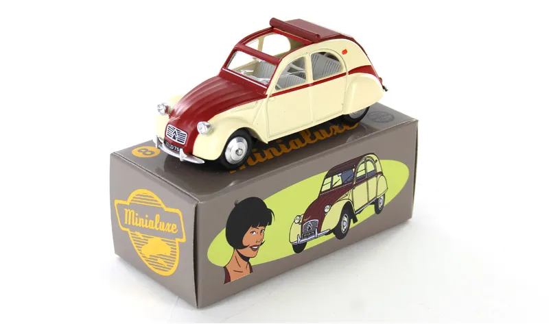 [P08] 1:43 CITROËN 2 CV ROUGE & BEIGE CAPOTE OUVERTE