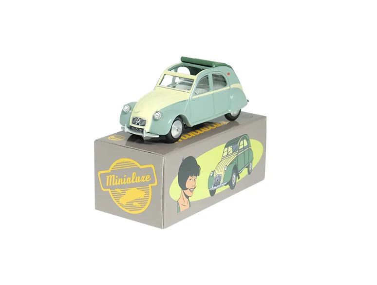1:43 CITROËN 2 CV JAUNE & VERT CAPOTE OUVERTE