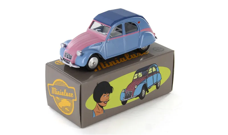 [P13] 1:43 CITROËN 2 CV ROSE ET BLEU CAPOTE FERMEE