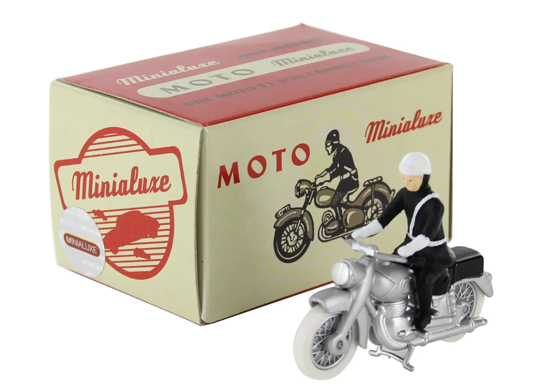 [34_2] 1:43 MOTARD AVEC MOTO ARGENTEE